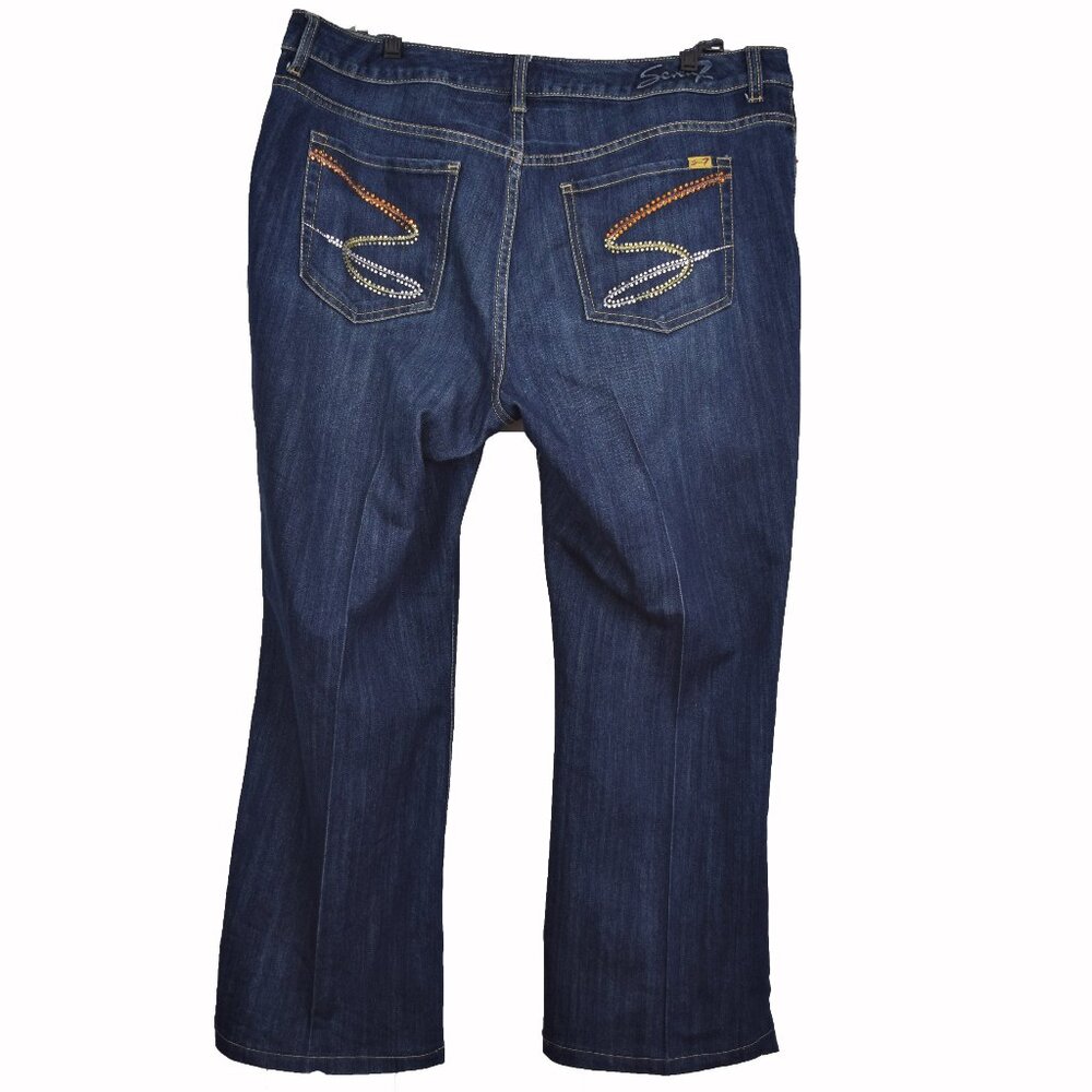 Seven7 Luxe Jeans Woman 20 Plus Size Blue Embellishd Rhinestones Boho Denim